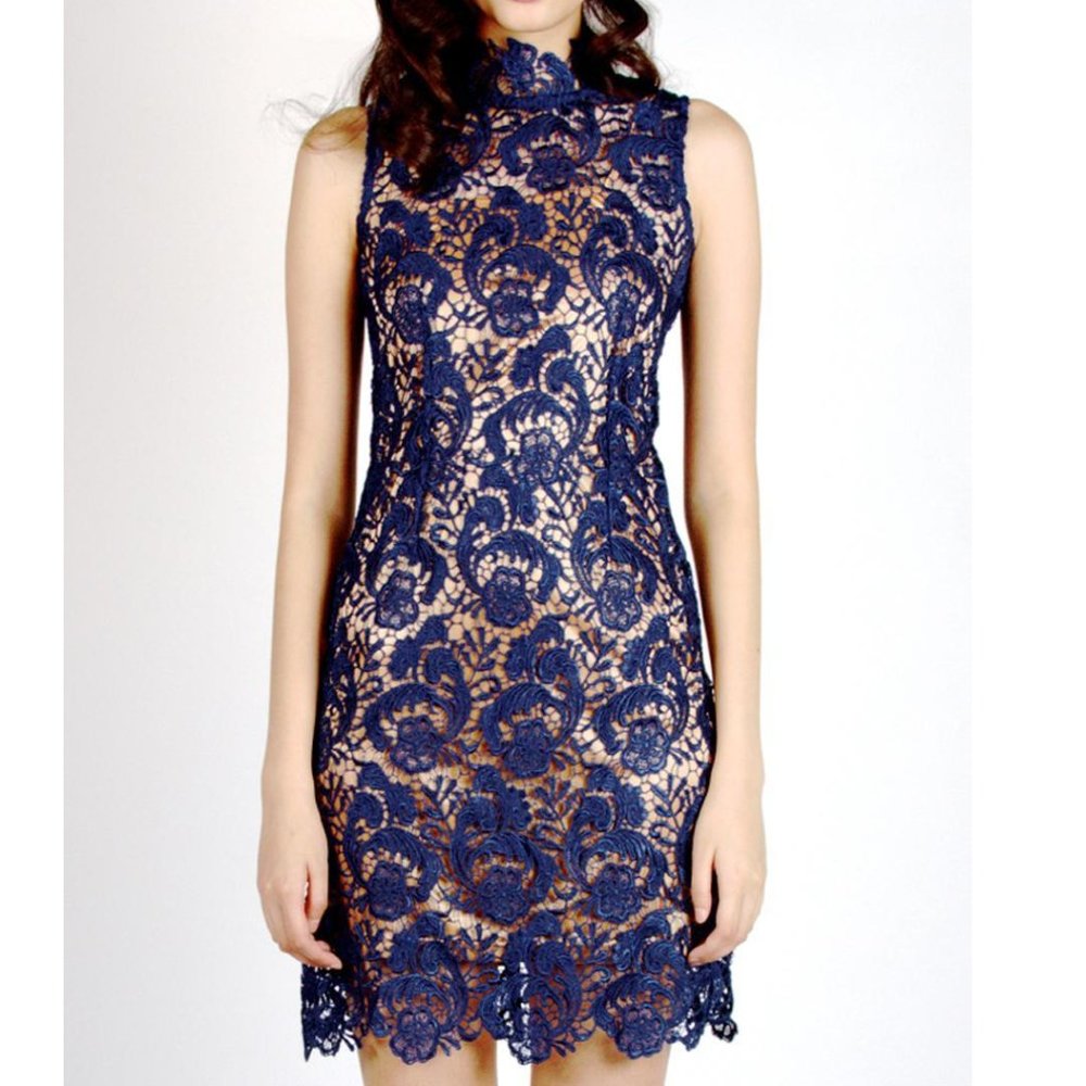 Gracia Blue Lace Cocktail Dress